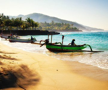 by the beach /